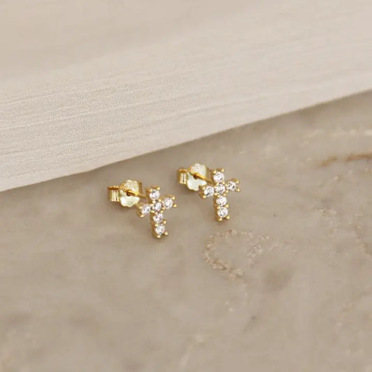 CZ Cross Studs