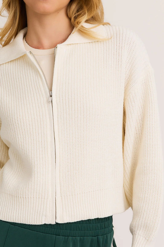 Collared Zip Up Cardigan