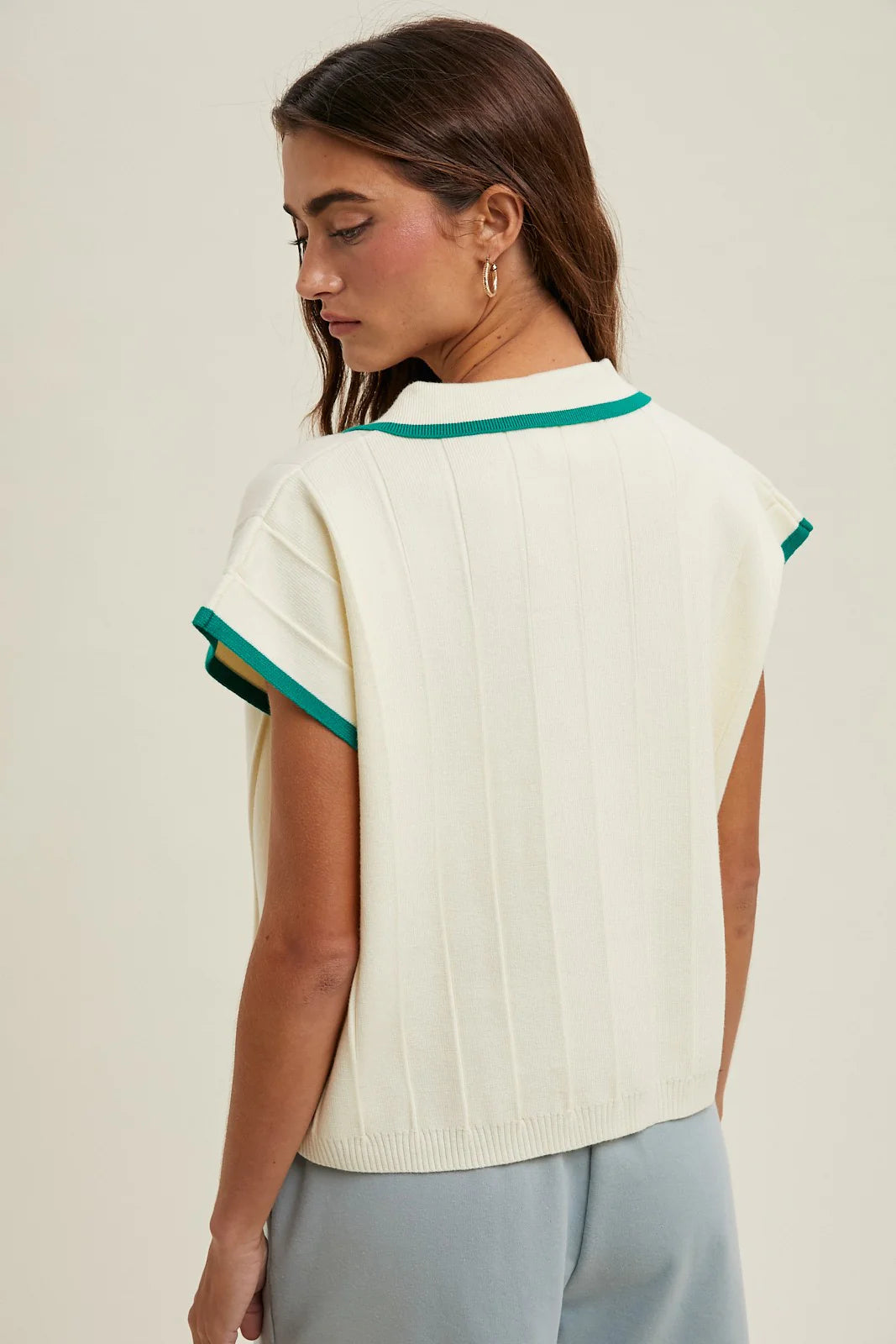 Preppy Collared Knit Top