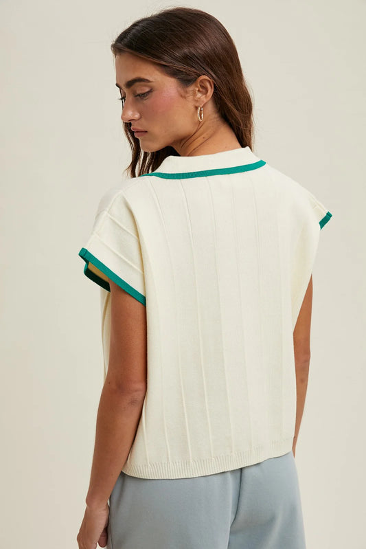 Preppy Collared Knit Top