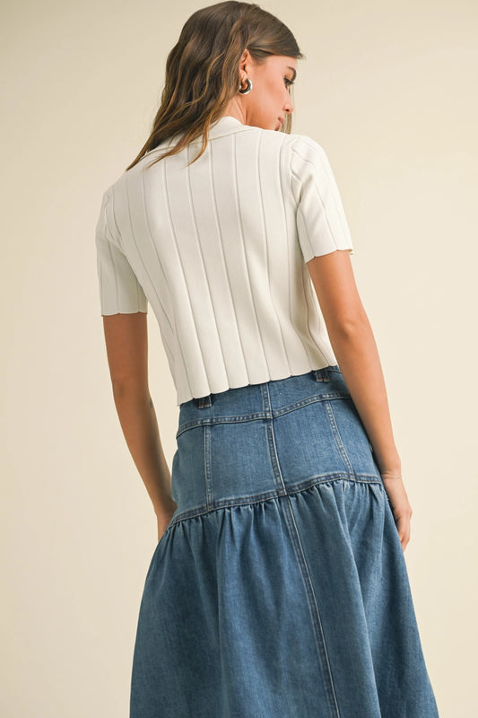 Wide Rib Collared Top