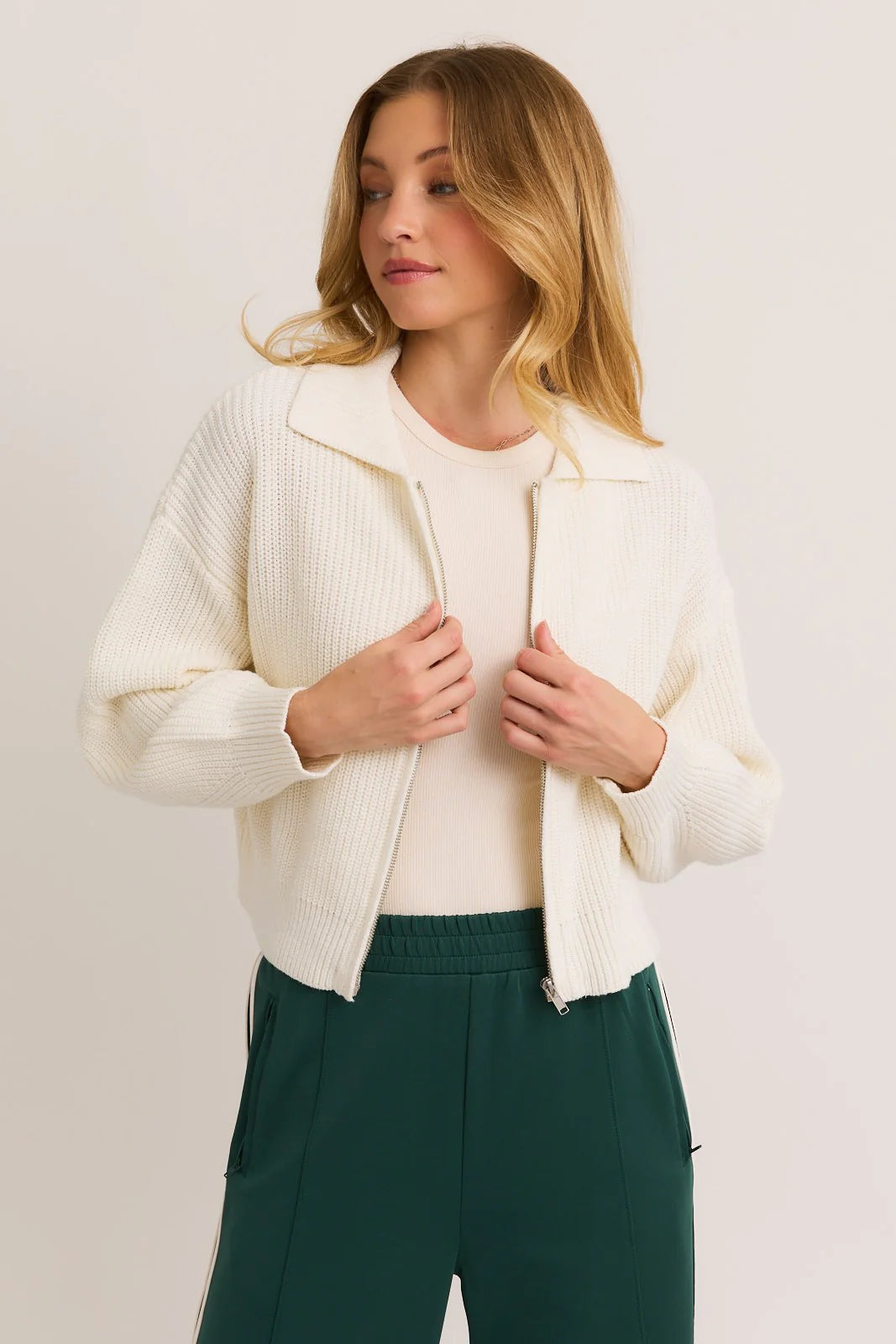 Collared Zip Up Cardigan