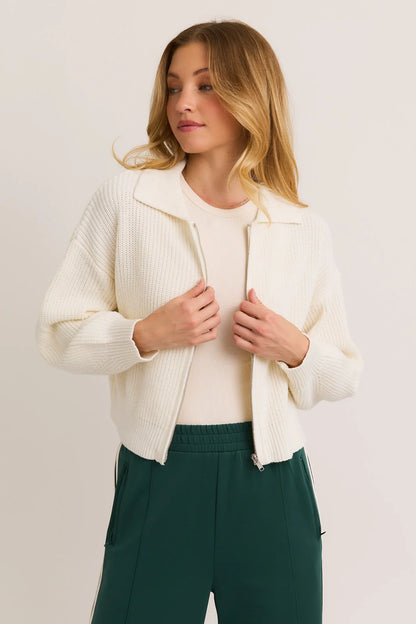 Collared Zip Up Cardigan