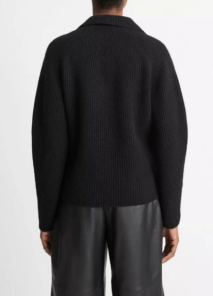 Leather Trim Ribbed Polo