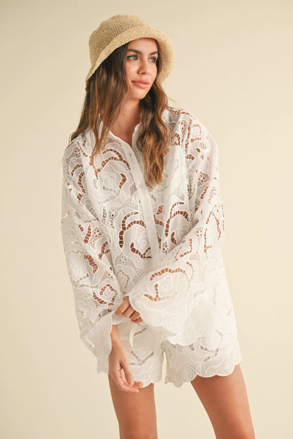 Floral Eyelet Shirt